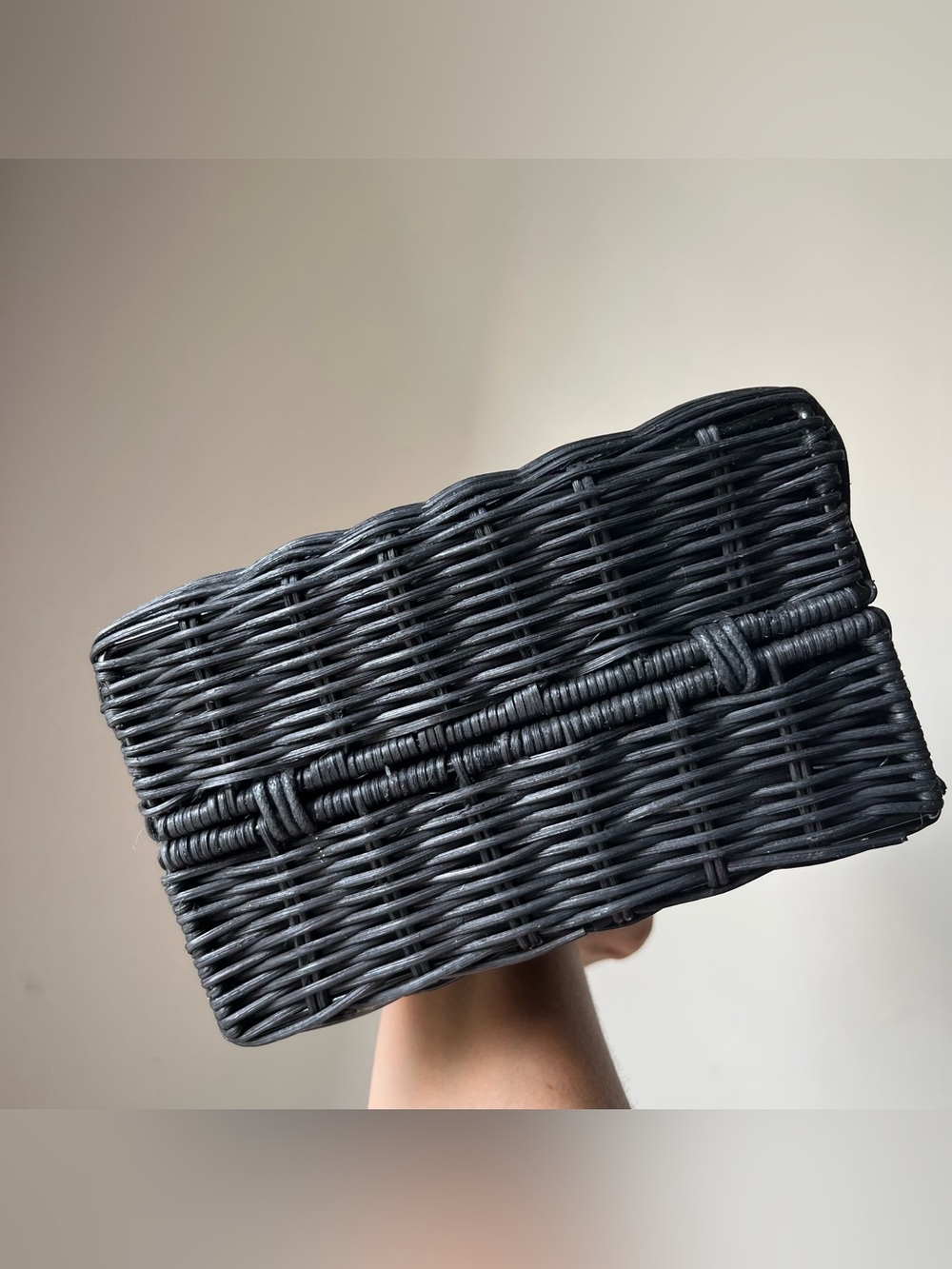 Zara black wicker bag with bamboo handle - Picture 7 of 8